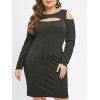 Robe Moulante Découpée de Grande Taille à Manches Longues - Noir L