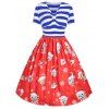 Robe Vintage Flocon de Neige de Noël de Grande Taille - Bleu 1X