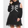 Robe d'Halloween de Grande Taille à Col Bénitier - Noir L