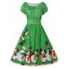 Robe de Noël Pingouin Imprimée de Grande Taille - Vert Trèfle 5X