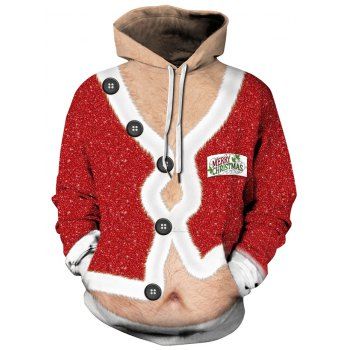 Image of Christmas Coat Print Drawstring Hoodie