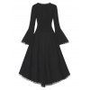 Long Sleeve Vintage Layered Asymmetrical Corset Dress - BLACK XL
