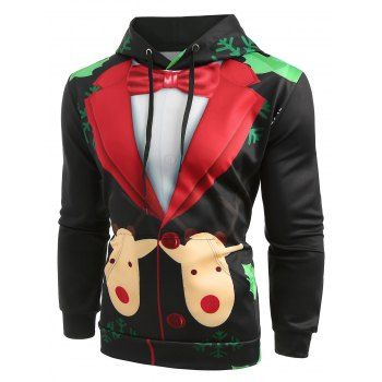 Christmas Faux Suit Print Pullover Hoodie