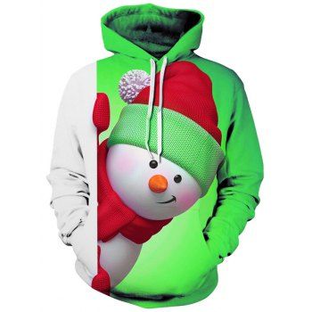 Snowman 3D Print Kangaroo Pocket Christmas Hoodie