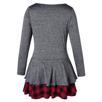 

Plus Size Plaid Layered Marled T-shirt, Carbon gray