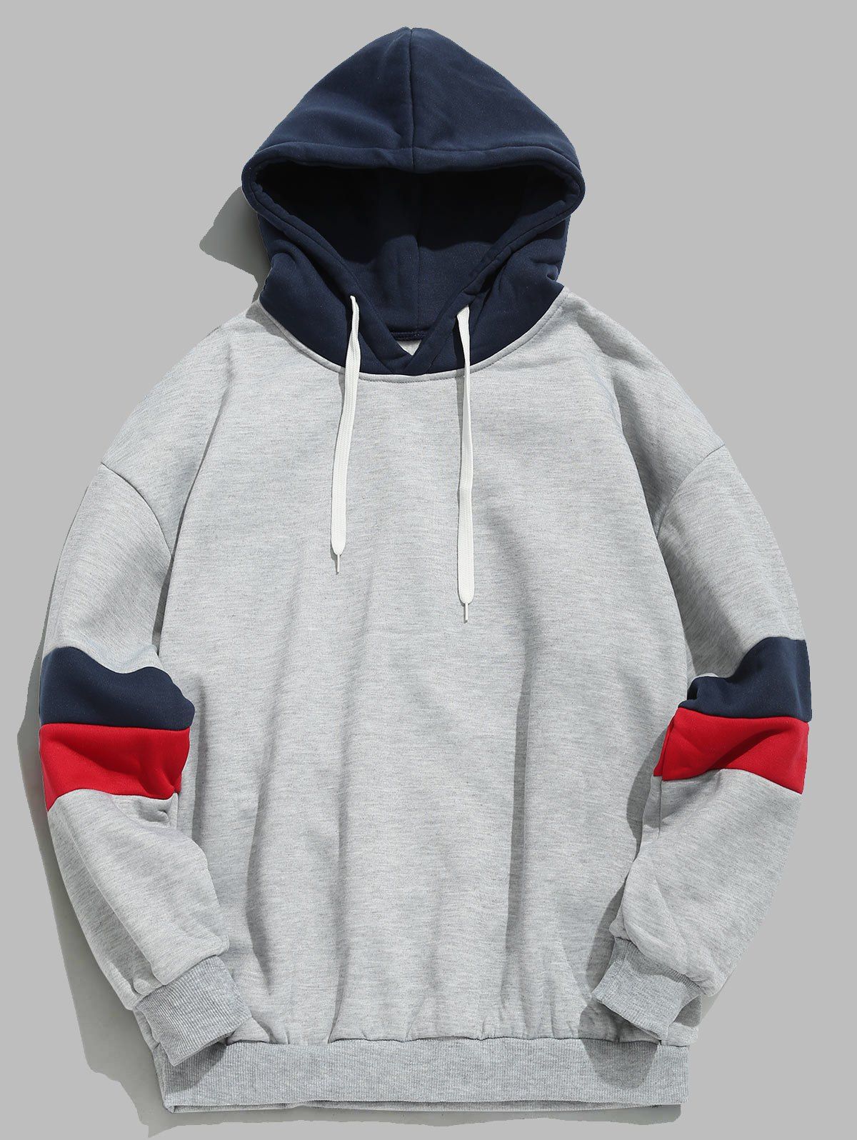 

Casual Splicing Color Block Hoodie, Light gray