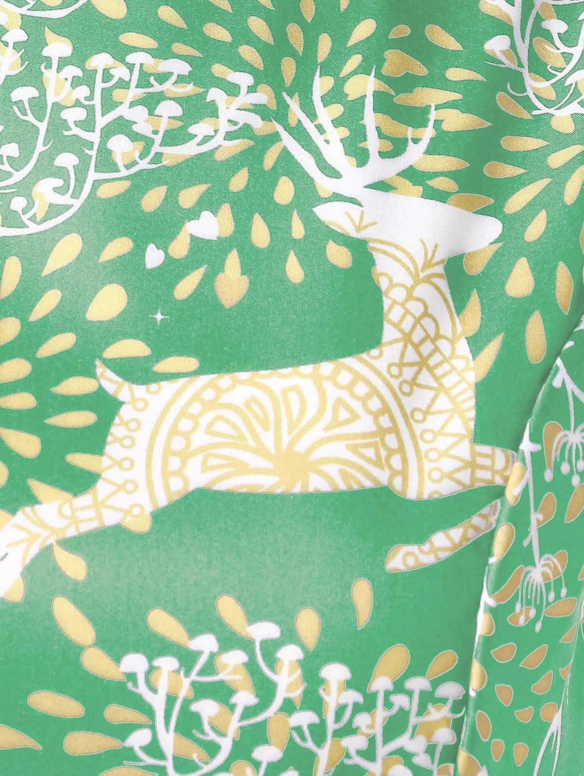 Elk Print Vintage Christmas Dress - AQUAMARINE XL