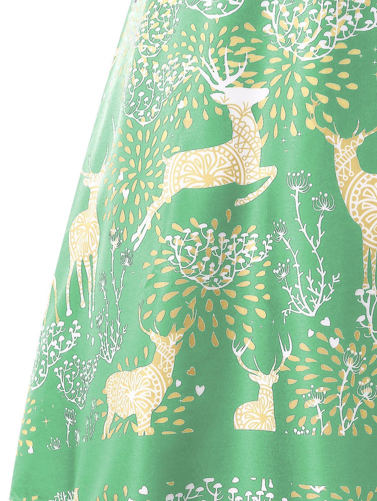 Elk Print Vintage Christmas Dress - AQUAMARINE XL