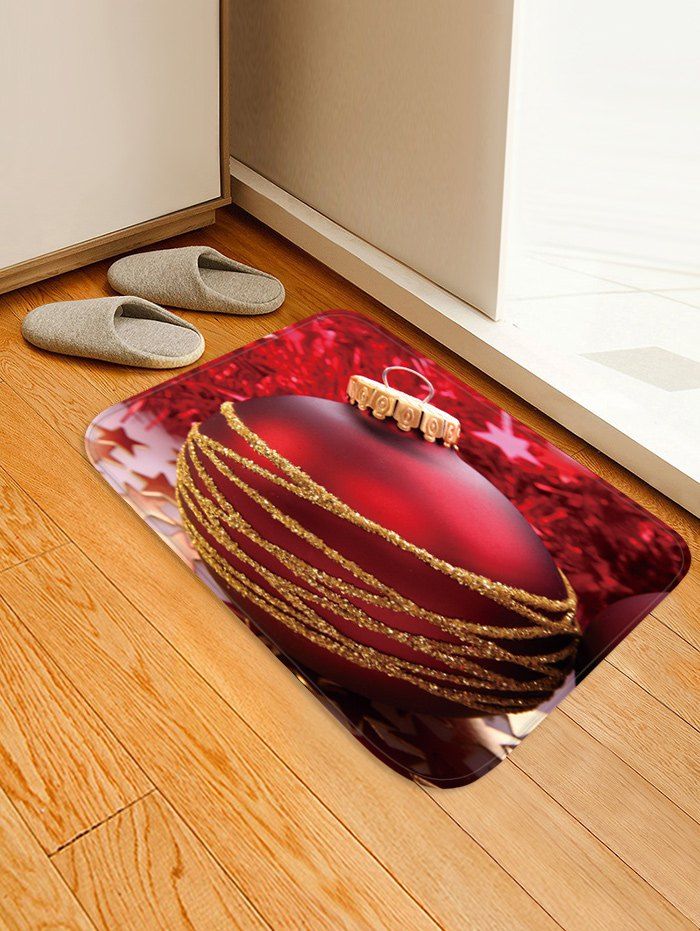 

Christmas Ball Pattern Water Absorption Floor Rug, Multi