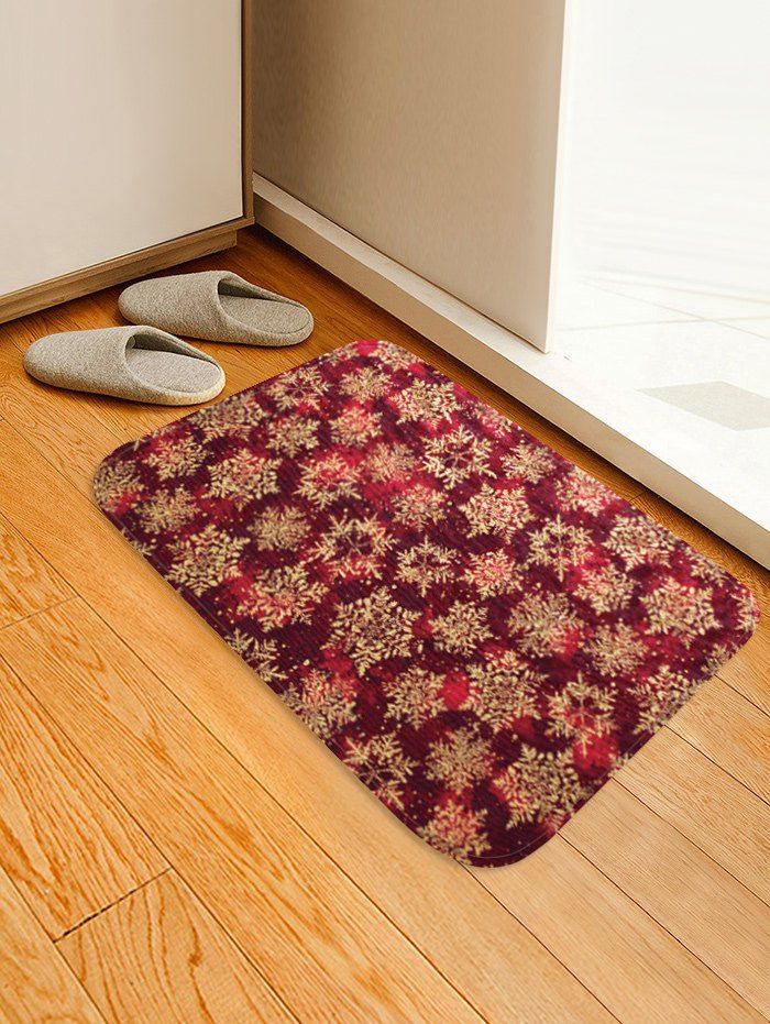 

Christmas Snowflake Pattern Water Absorption Floor Rug, Multi