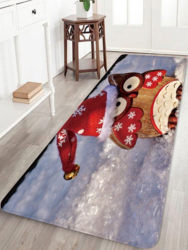 

Christmas Owl Pattern Water Absorption Area Rug, Multi