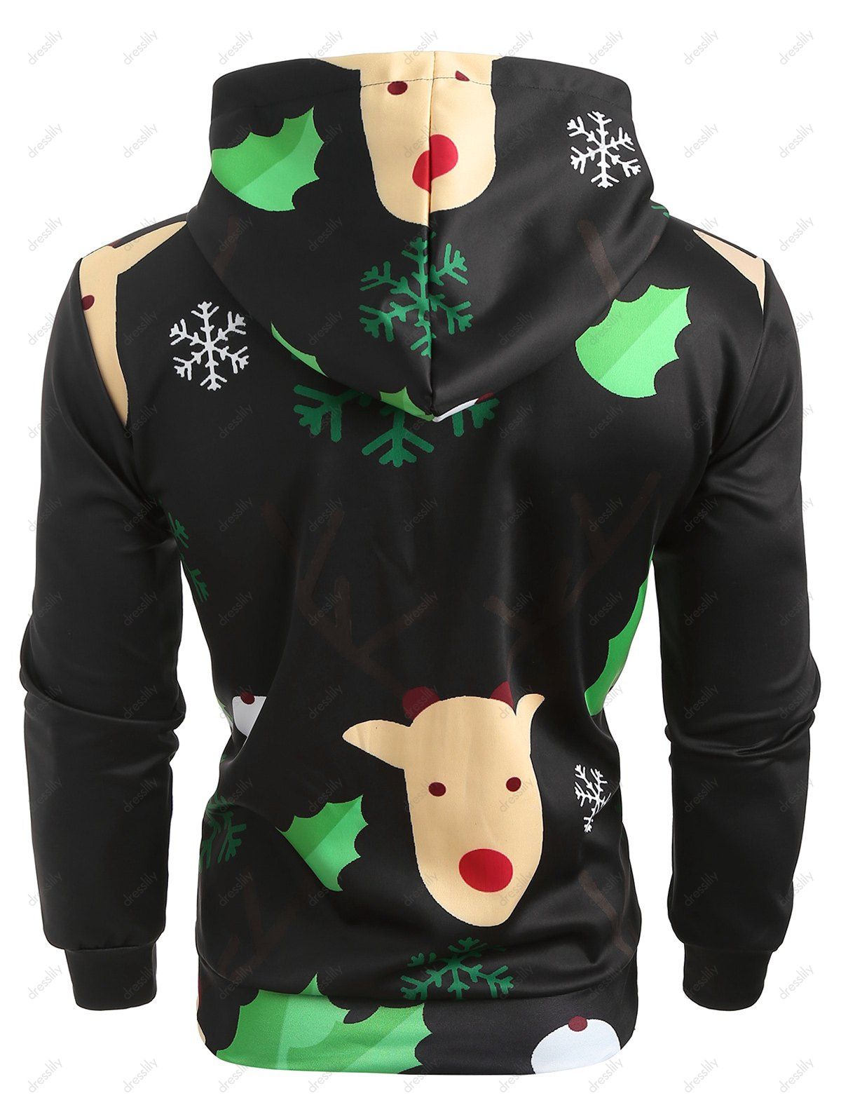 Christmas Faux Suit Print Pullover Hoodie - BLACK 2XL