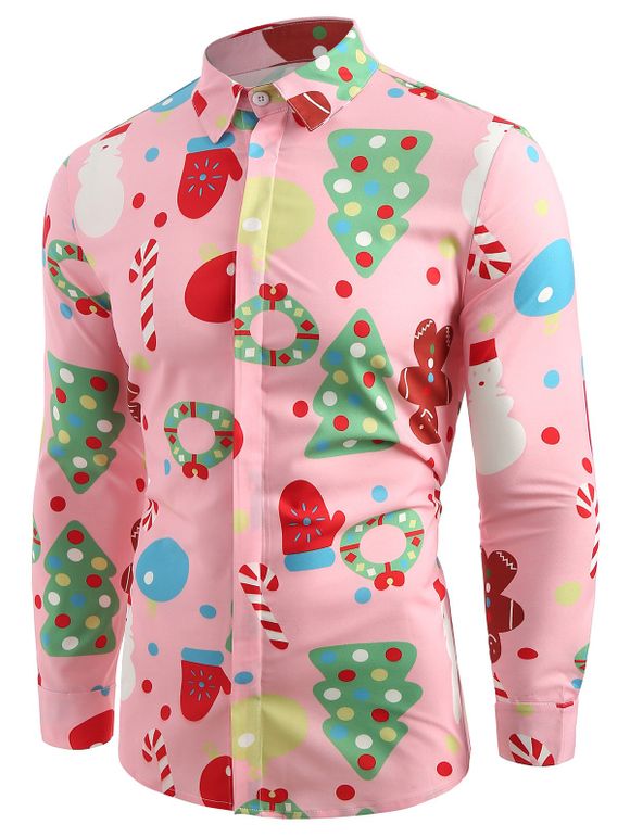 Chemise Boutonnée Thème de Noël - Rose XL