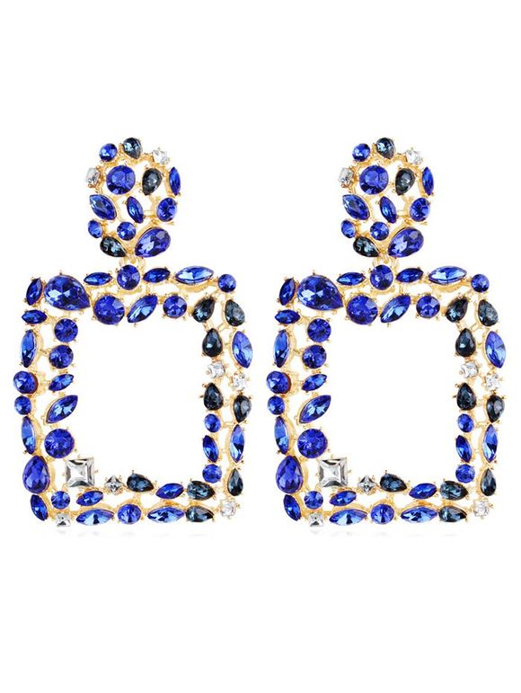 Boucles d'Oreilles avec Strass Design d' Eau Style Bohémien - Bleu 