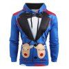 Christmas Faux Suit Print Pullover Hoodie - COBALT BLUE 3XL