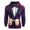 Christmas Faux Suit Print Pullover Hoodie - PURPLE 3XL