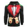 Christmas Faux Suit Print Pullover Hoodie - BLACK XL
