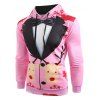 Christmas Faux Suit Print Pullover Hoodie - PINK 2XL