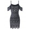 Mini Robe Moulante en Dentelle à Epaule Dénudée - Noir XL