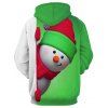 Snowman 3D Print Kangaroo Pocket Christmas Hoodie - YELLOW GREEN 3XL