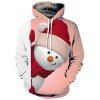 Sweat à Capuche de Noël 3D Bonhomme de Neige Imprimé avec Poche Kangourou - Orange Rose 2XL