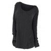 Plus Size Long Sleeves Lace Panel Cutout Tee - BLACK 5X
