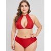 Halter Cutout Plus Size Bikini Set - LAVA RED 1X