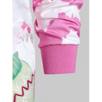 

Plus Size 3D Cat Zigzag Pullover Hoodie with Pocket, Pink