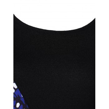 

Plus Size Asymmetrical Abstract Print T-shirt, Black