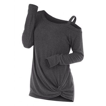 

Knotted Cut Out Sweater, Dark gray