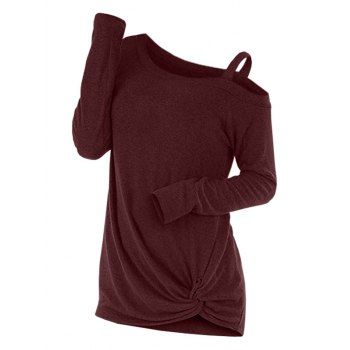 

Knotted Cut Out Sweater, Red