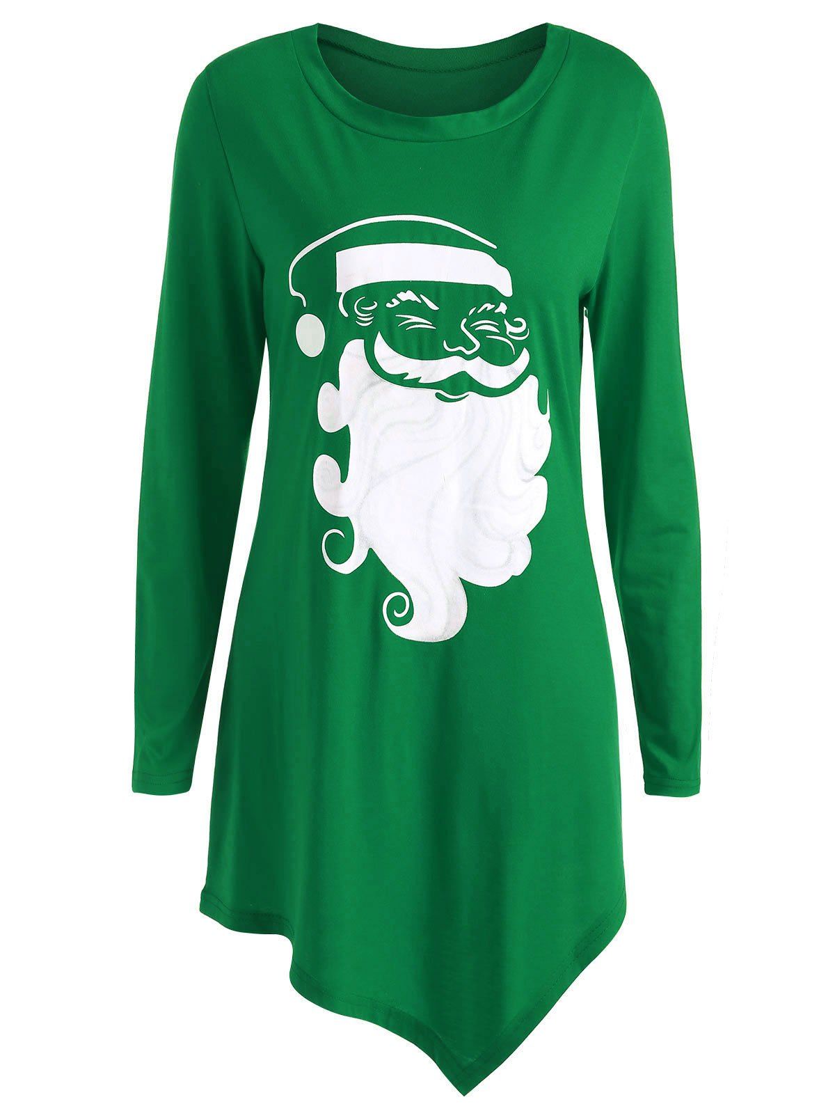 

Plus Size Asymmetric Christmas T-shirt, Green