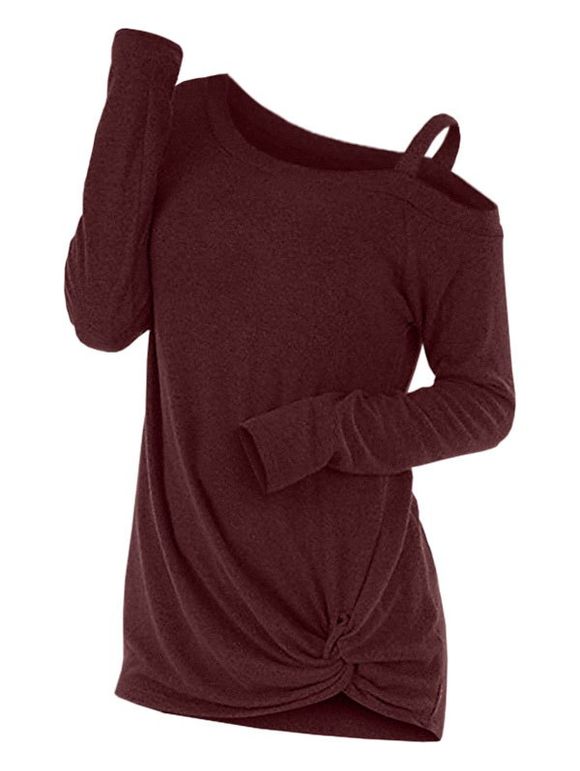 Knotted Cut Out Sweater - RED M
