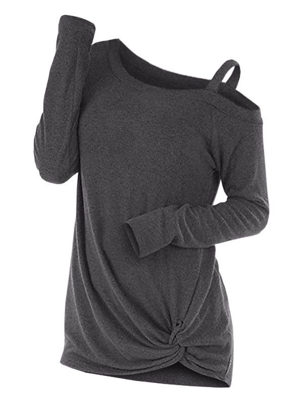 Knotted Cut Out Sweater - DARK GRAY M