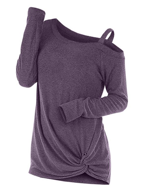 Knotted Cut Out Sweater - PURPLE M