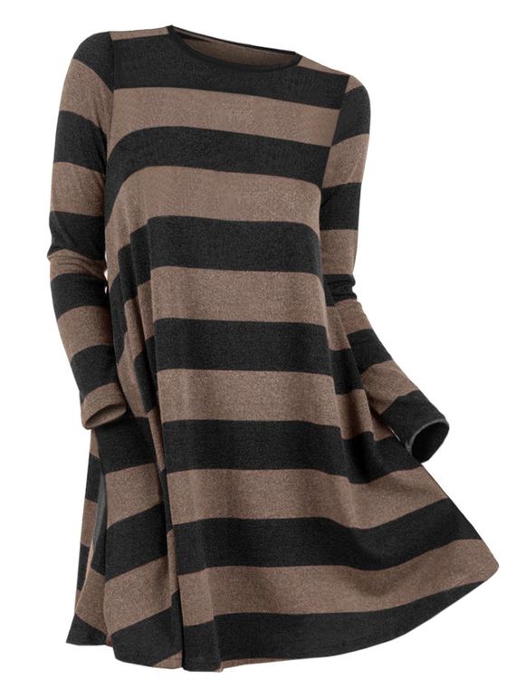 Striped Long Sleeve Pullover Sweater - BLACK XL