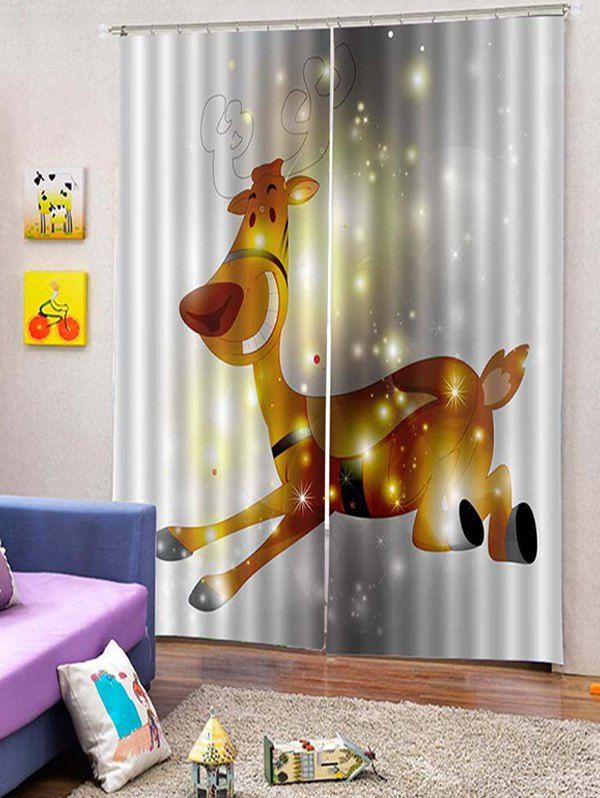 

2PCS Christmas Elk Window Curtains, Gray goose
