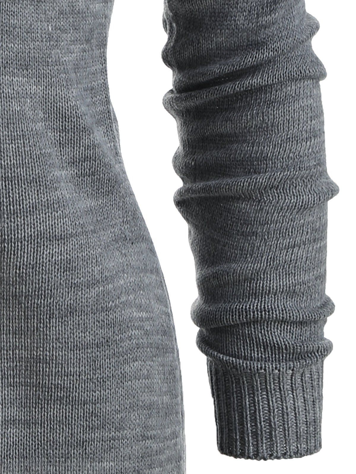 Pullover Sweater with Striped Scarf - GRAY M