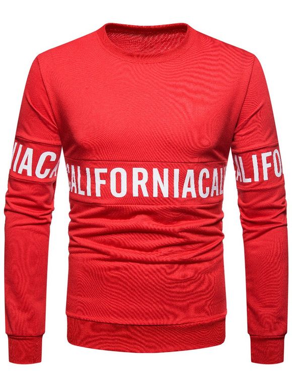 Sweat-shirt à imprimé de lettres de couleur unie - Rouge XL