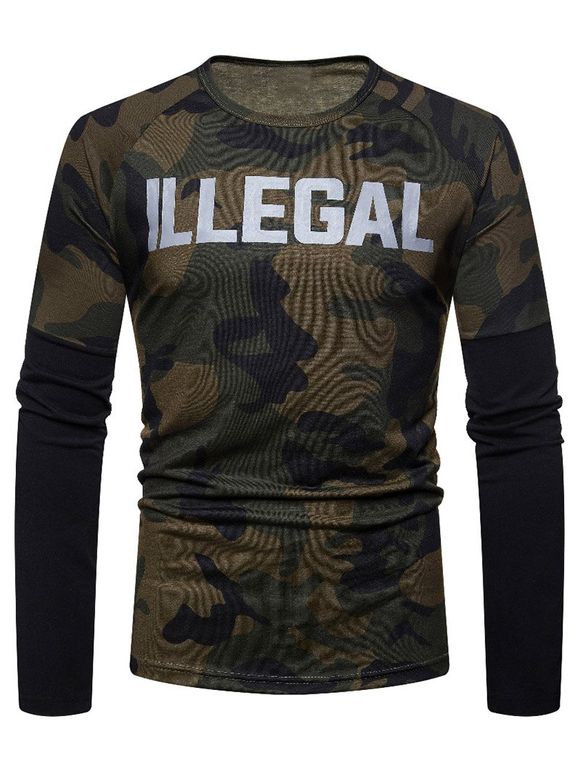 T-shirt camouflage à manches longues - café XL