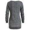 Pullover Sweater with Striped Scarf - GRAY M