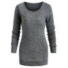 Pullover Sweater with Striped Scarf - GRAY M