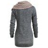 Pullover Sweater with Striped Scarf - GRAY M