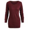 Pullover Sweater with Striped Scarf - RED WINE M