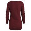 Pullover Sweater with Striped Scarf - RED WINE M