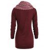 Pullover Sweater with Striped Scarf - RED WINE M
