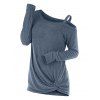 Knotted Cut Out Sweater - BLUE L