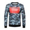 Sweat-Shirt Motif Camouflage à Imprimé Blocs de Couleurs et Inscription - Bois M