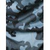 Sweat-Shirt Motif Camouflage à Imprimé Blocs de Couleurs et Inscription - Bleu Koi M