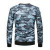 Sweat-Shirt Motif Camouflage à Imprimé Blocs de Couleurs et Inscription - Bleu Koi L